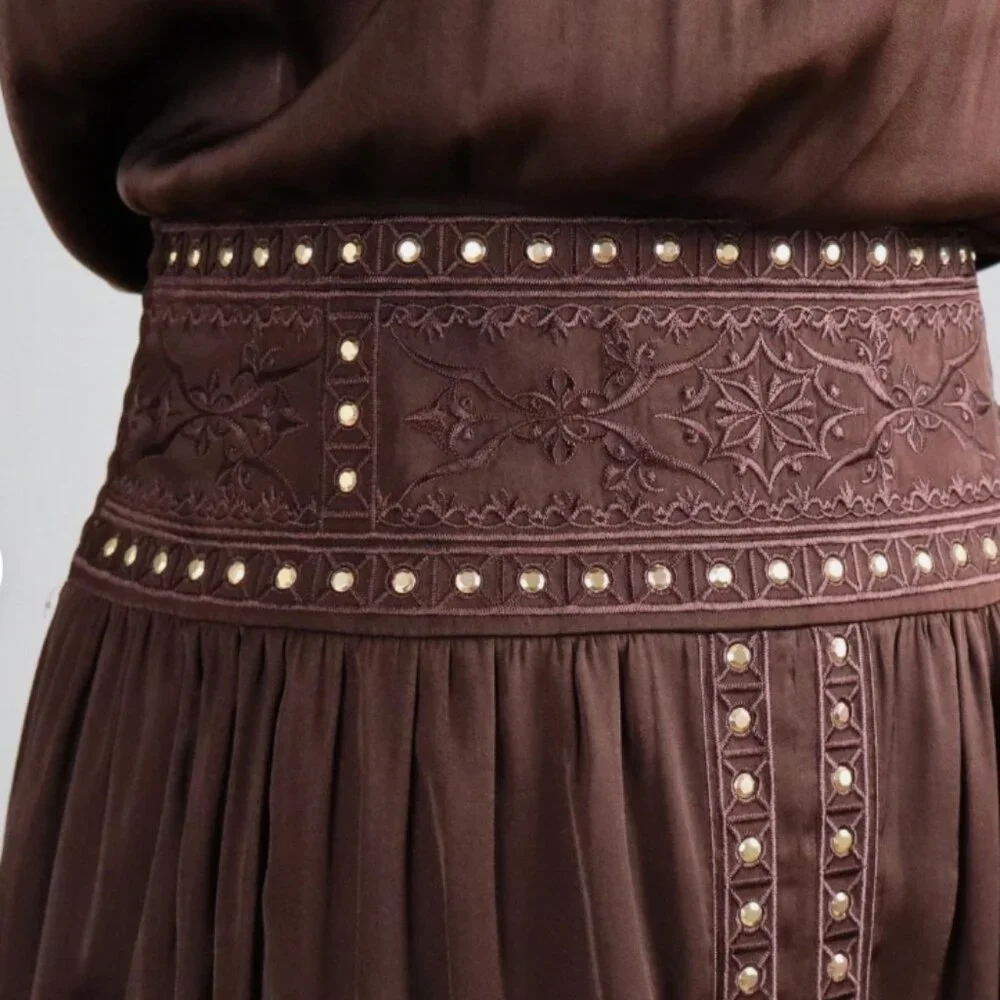 Black House White Market Brown Studded Halter Dress size 8 - Picture 2 of 4